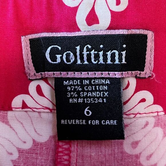 Golftini | Pink White Skort Geometric Pockets Stretch Slits Athletic Skirt 6 - Picture 7 of 7